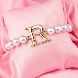 Bracelet: Estele Rose Gold Plated Ravishing "R" Letter Glass Pearl Bracelet for Women