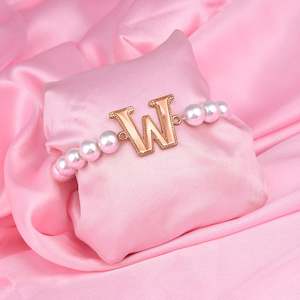 Bracelet: Estele Rose Gold Plated Wonderful "W" Letter Glass Pearl Bracelet for Women