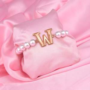 Bracelet: Estele Rose Gold Plated Wonderful "W" Letter Glass Pearl Bracelet for Women