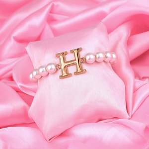 Bracelet: Estele Rose Gold Plated Heavenly "H" Letter Glass Pearl Bracelet for Women