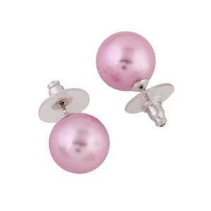 Earring: Estele Rhodium Plated Shimmering Glass Pearl Stud Earrings for Women