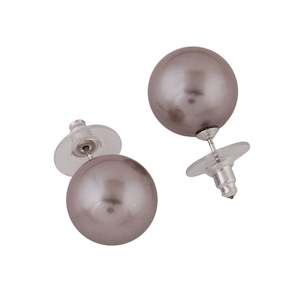 Estele Rhodium Plated Gorgeous Glass Pearl Stud Earrings for Women