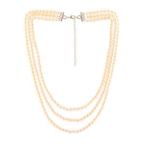 Necklace: Estele Creamy Glass Pearl three layered necklace