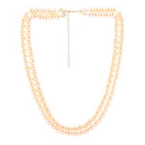 Necklace: Estele - Creamy Glass Pearl Double Line Necklace