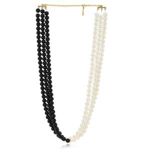Necklace: Black And White Flux Glass Pearl Necklace
