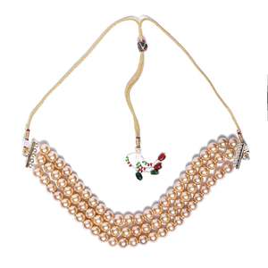 Necklace: Estele - Enchanting Three Line Gold Pearl Choker