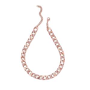 Necklace: Estele Rose Gold Plated Stylish Cuban & Carb Thick Necklace with Crystals for Women