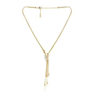 Necklace Set: Estele - 24 CT gold plated trendy Glass Pearl Tassel Necklace set