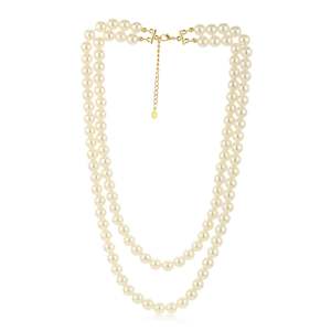 Estele - Two Line White Flux Glass Pearl Necklace