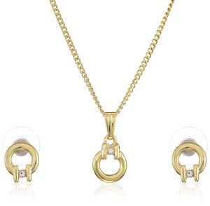 Necklace Set: Estele - Gold plated Classic Loop Pendant Set for Women