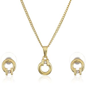 Necklace Set: Estele - Gold plated Classic Loop Pendant Set for Women