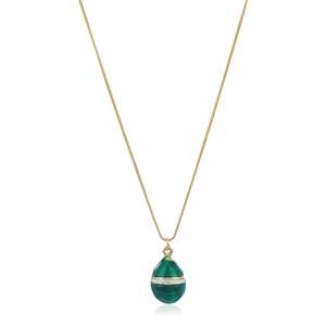 Necklace Set: Estele - Easter Egg Green Enamel Pendant for Women
