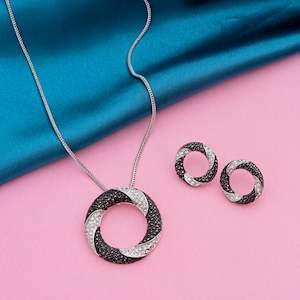 Necklace Set: Estele -Swirl Dawn And Dusk Crystal Pendant Set