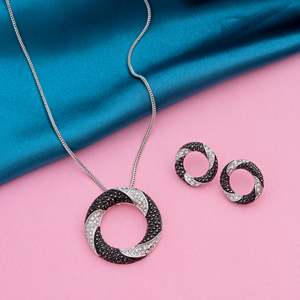 Necklace Set: Estele -Swirl Dawn And Dusk Crystal Pendant Set