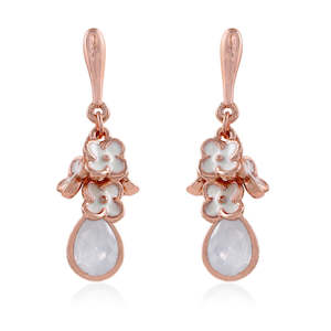 Diamante Collection: Estele Rose Gold Plated Drop-Shaped Earrings for Women