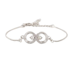 Estele Rodium Plated Eternal Knot Bracelet With Austrian Crystals For Men & Women