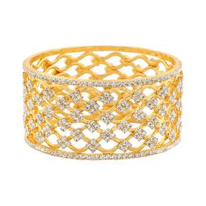 Estele Gold Plated Scintillating Bangle with Glowing Crystals for Women