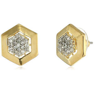 Diamante Collection: Estele   Gold and Silver Plated American Diamond geometric Stud Earrings  for women