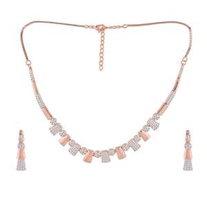 Estele Rose Gold Plated CZ Stunning two tone Necklace Set for Women