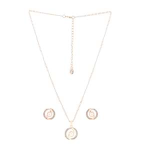 Rose Gold: Rose Gold Pearl With Ad Stone Necklace