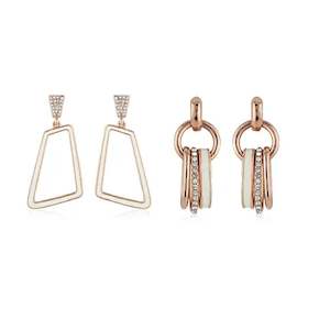 Elegant Rose Gold & Enamel Party Earrings Set