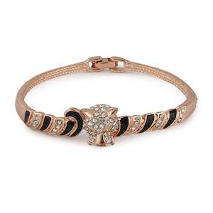 Estele Rose gold Plated Black Enamel with Austrian Crystal Bracelet