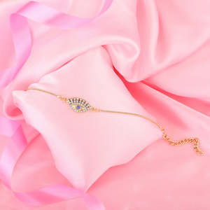 Evil Eye: Estele Gold Plated Sacred Evil Eye Bracelet With Austrian Crystals & Enamel For Men & Women