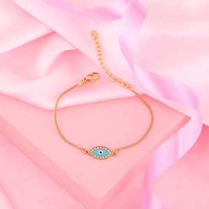 Evil Eye: Estele Gold Plated Spiritual Evil Eye Bracelet With Austrian Crystals & Enamel For Men & Women