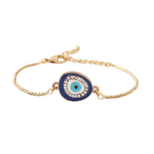 Evil Eye: Estele Gold Plated Designer Evil Eye Bracelet With Austrian Crystals For Men & Women