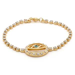 Evil Eye Bracelet With White Austrian Crystal