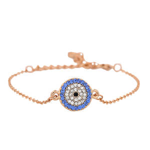 Estele Coin Evil Eye Rose Gold Bracelet Using Austrian Stones (adjustable)