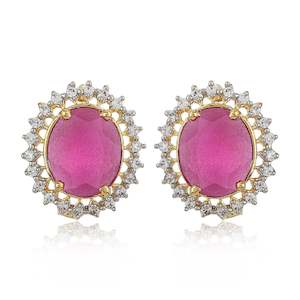 Legacy: Round Pink Ad Stone Stud Earring