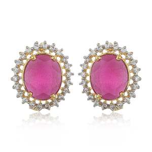 Legacy: Round Pink Ad Stone Stud Earring