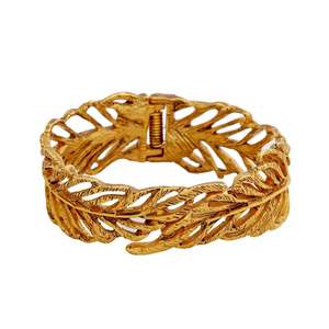 Legacy: Traditional antique gold plated sweet cherry leaf cuff bracelet