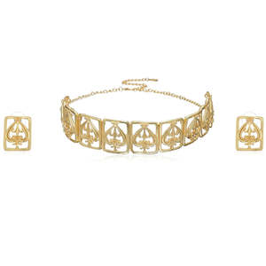 Legacy: Estele Gold Plated Fancy Traditional and Fashion Choker Necklace with Earrings for Women