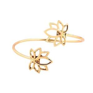 Legacy: Estele Gold Plated Antique Floret Lotus Bracelet for Women