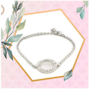 9 To 5: Estele Round Silver Tone Bracelet Using Austrian Stones for women (adjustable)