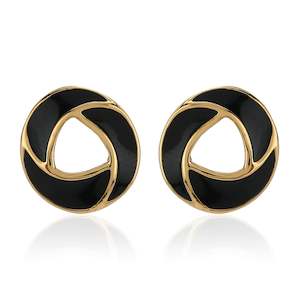 Black Enamel Stud Earrings