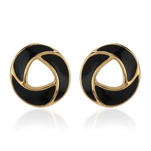 9 To 5: Black Enamel Stud Earrings