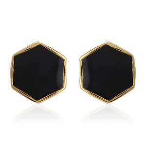 9 To 5: MY HEART OF BLACK HEXAGON ENAMEL EARRING