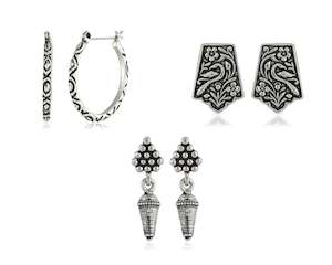 Oxidized: Estele - Oxidized Silver Plated Stud Earrings