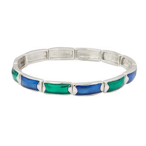 Mens Edit: Estele Rhodium Plated Blue and Green Enamel Cuff Bracelet for women