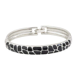 Mens Edit: Estele Rhodium Plated Pathway Enamel Cuff Bracelet for women
