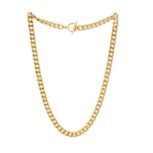 Mens Edit: Estele Gold Plated Cuban Style Thick & Heavy Chain for Men with Toggle Bar
