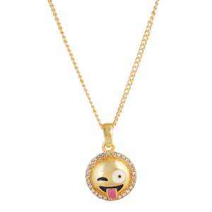 Emoji: Estele  gold plated Emoji Pendant with Tongue out expression for women