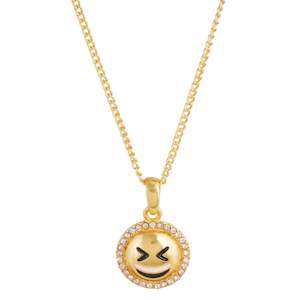 Estele  GOLD plated Grinning Squinting Face Emoji Pendant For Girls