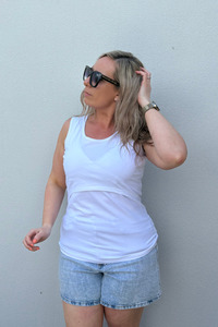 Breastfeeding T Shirts: White Everyday Breastfeeding Singlet