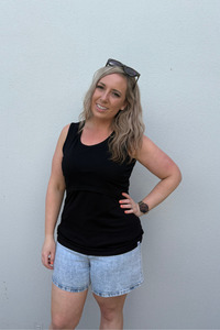 Breastfeeding T Shirts: Black Everyday Breastfeeding Singlet