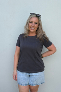 Breastfeeding T Shirts: Charcoal Everyday Tee | Vertical Zips | 100% Cotton