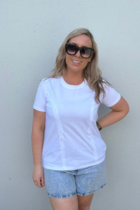 Breastfeeding T Shirts: White Everyday Tee | Vertical Zips | 100% Cotton